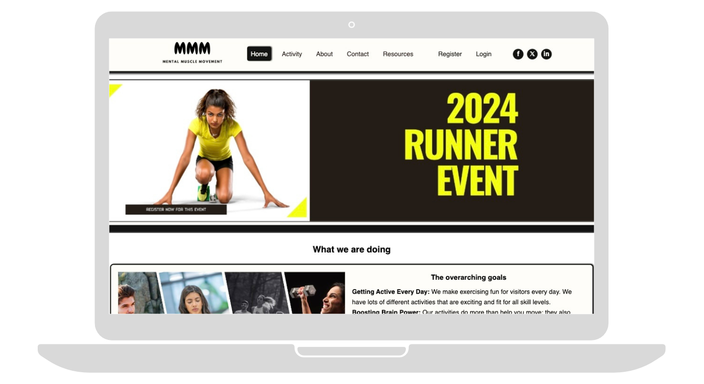Mental Muscle Movement event website project preview